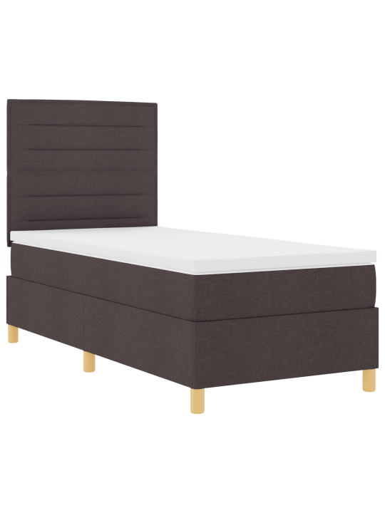 Kastītes atsperes gulta ar matraci tumši brūna 90x200 cm audums