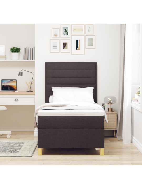 Kastes gulta ar matraci Tumši brūna 100x200 cm Audums