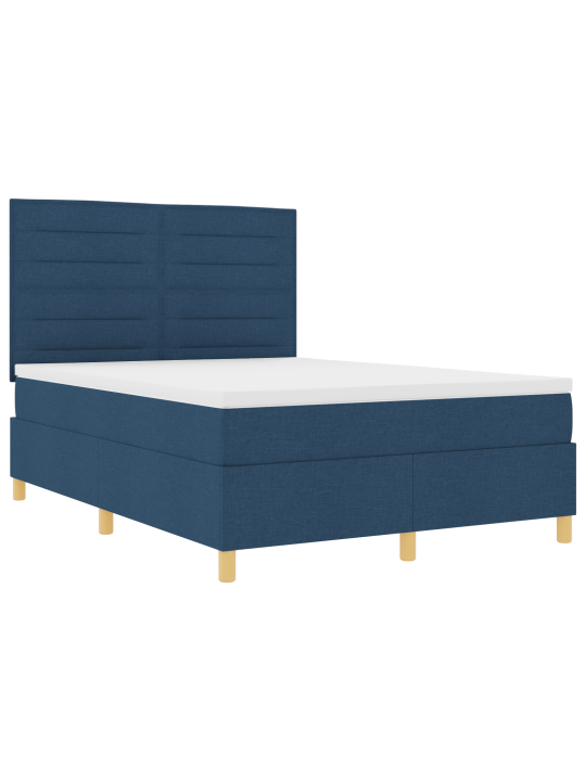 Kaste atsperu gulta ar matraci zila 140x190 cm audums