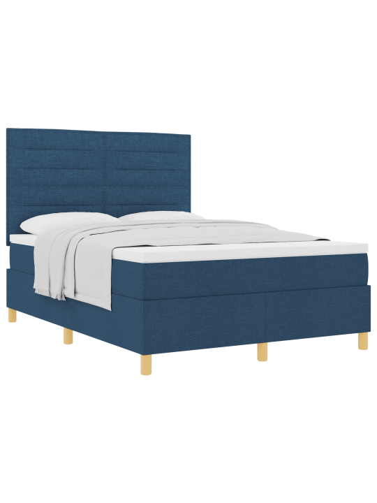 Kaste atsperu gulta ar matraci zila 140x190 cm audums