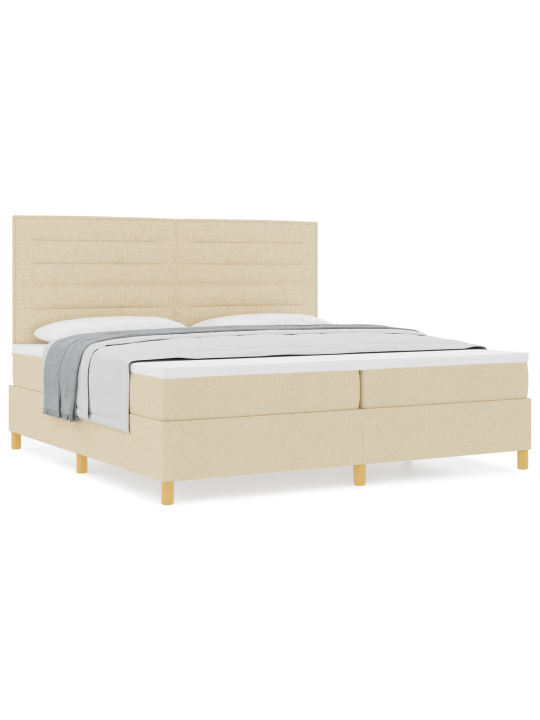 Lauku gulta ar matraci krēmkrāsā 200x200 cm audums