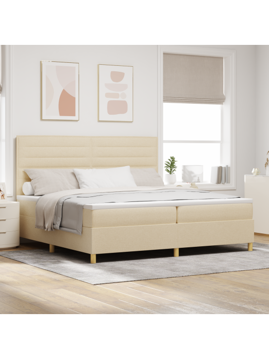 Lauku gulta ar matraci krēmkrāsā 200x200 cm audums