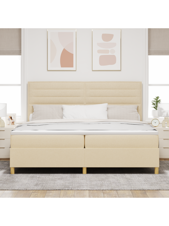 Lauku gulta ar matraci krēmkrāsā 200x200 cm audums