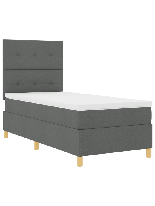 Kastītes pavasara gulta ar matraci tumši pelēka 80x200 cm audums