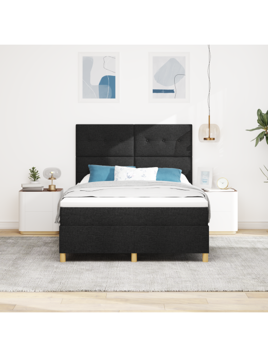 Kastes atspergulta ar matraci Melna 140x200 cm Audums