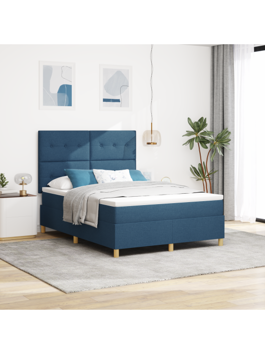 Kastes atsperu gulta ar matraci zila 160x200 cm audums
