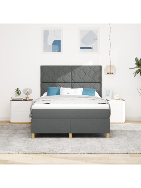 Kastes gultna ar matraci tumši pelēka 160x200 cm audums