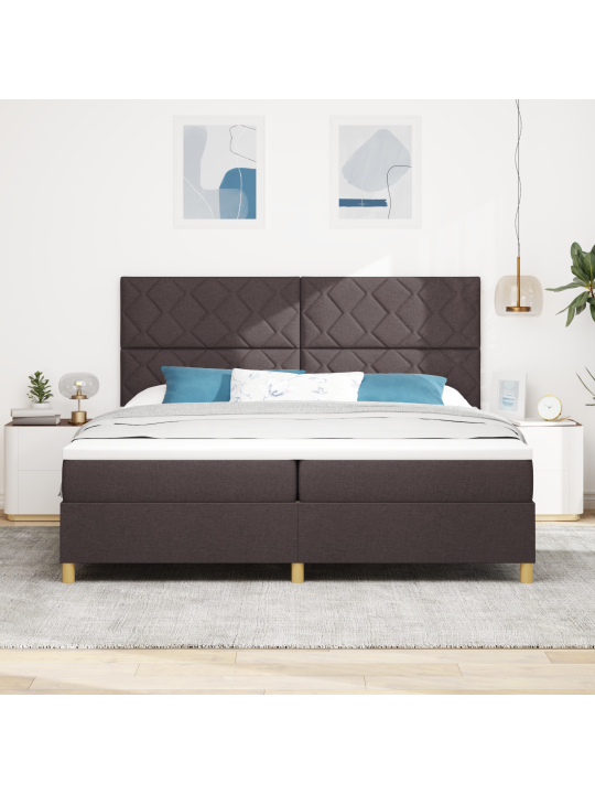 Kastes gulta ar matraci Tumši brūnā 200x200 cm Audums