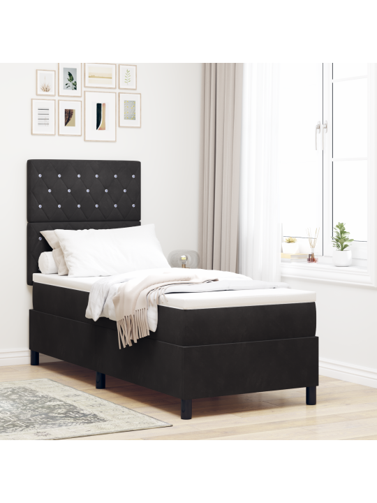 Gultas pamatne ar matraču melnā krāsā 80x200 cm samts