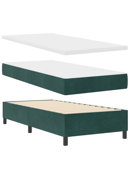 Gultas pamatne ar matci tumši zaļa 90x200 cm samts