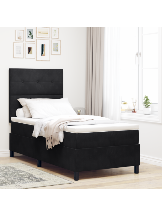 Kaste gultas ar matraču melna 80x200 cm samts