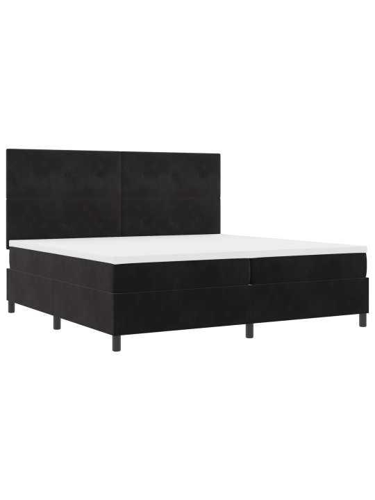 Gultas rāmis ar matraču melns 200x200 cm samts