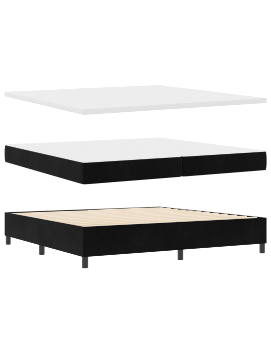Gultas rāmis ar matraču melns 200x200 cm samts