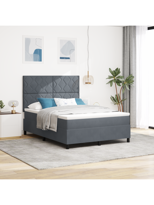 Kaste spriešanas gulta ar matraču tumši pelēka 160x200 cm samts