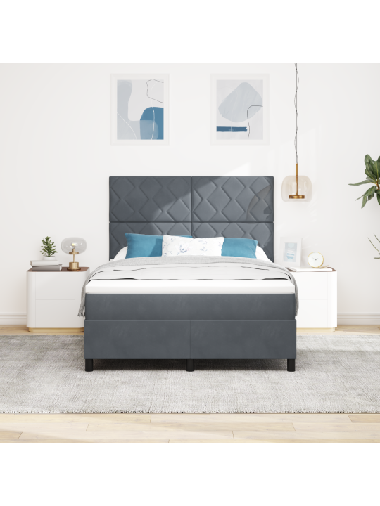 Kaste spriešanas gulta ar matraču tumši pelēka 160x200 cm samts