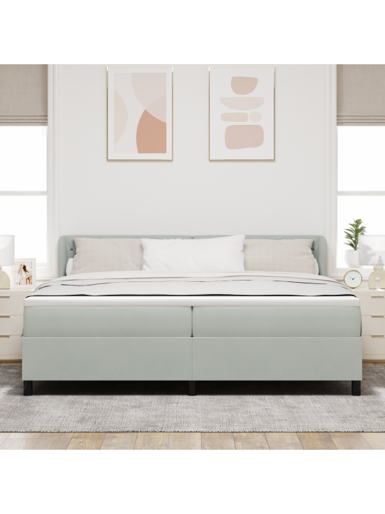Gultas rāmis ar matrači Gaiši pelēks 200x200 cm Samts