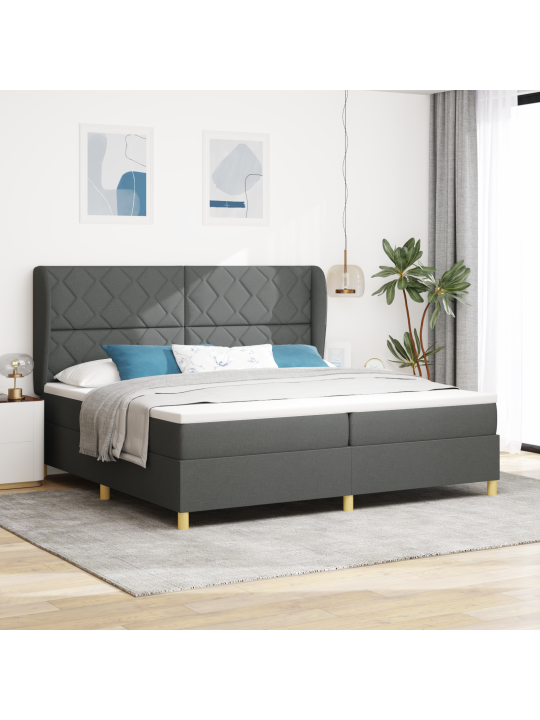 Lielā gultas ar matrači tumši pelēka 200x200 cm audums
