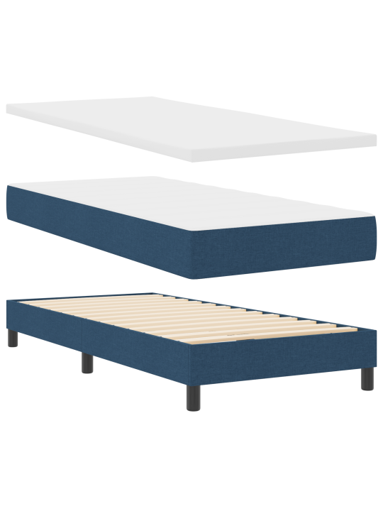 Kastītes gulta ar matraci zila 200x200 cm audums