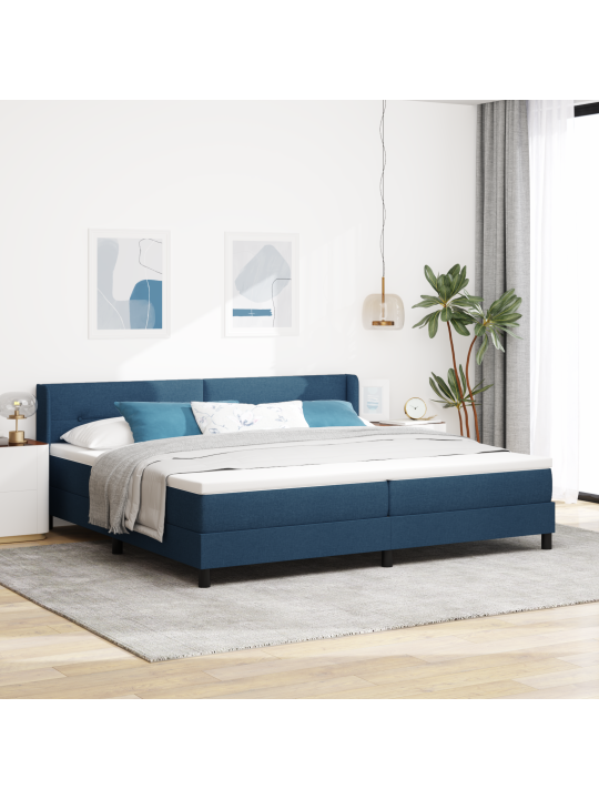 Kastītes gulta ar matraci zila 200x200 cm audums
