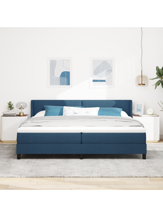 Kastītes gulta ar matraci zila 200x200 cm audums