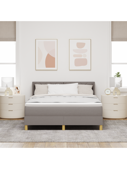 Kastītes gulta ar matraci pelēkbrūnā krāsā 140x200 cm auduma