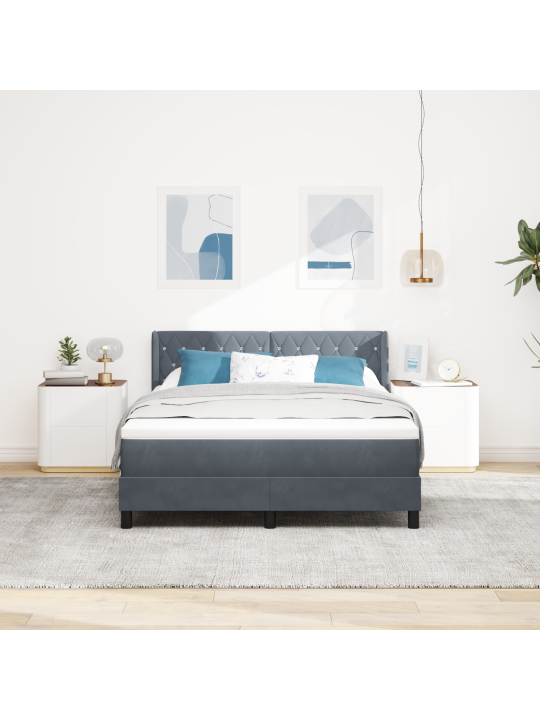Kaste gultas ar matraci tumši pelēks 160x200 cm samts