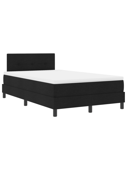 Kastē esošā gulta ar matraci & led melnā 120x190 cm audumā