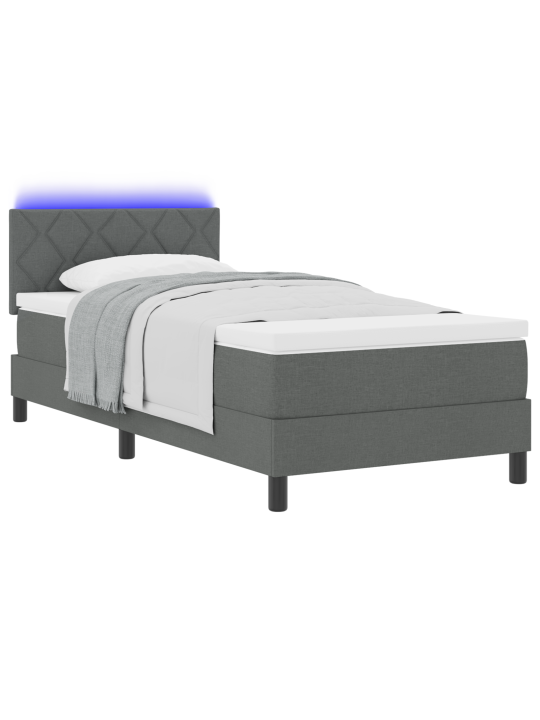 Kaste matrača gulta ar matraci & led tumši pelēks 90x190 cm audums