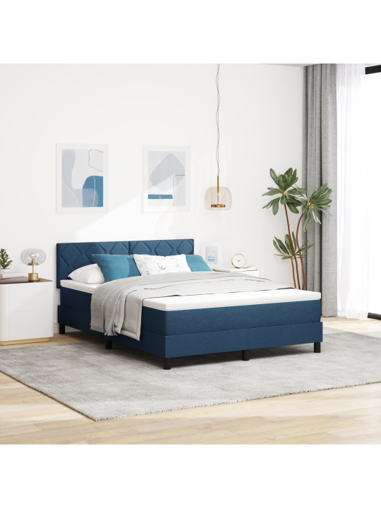 Kastes atsperu gulta ar matraci & LED zila 160x200 cm audums