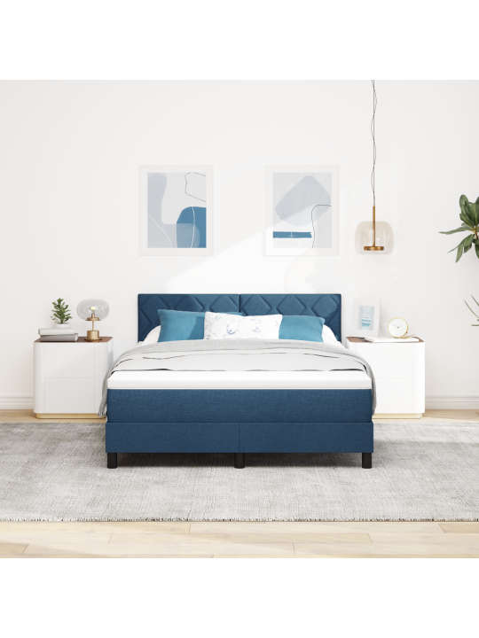 Kastes atsperu gulta ar matraci & LED zila 160x200 cm audums