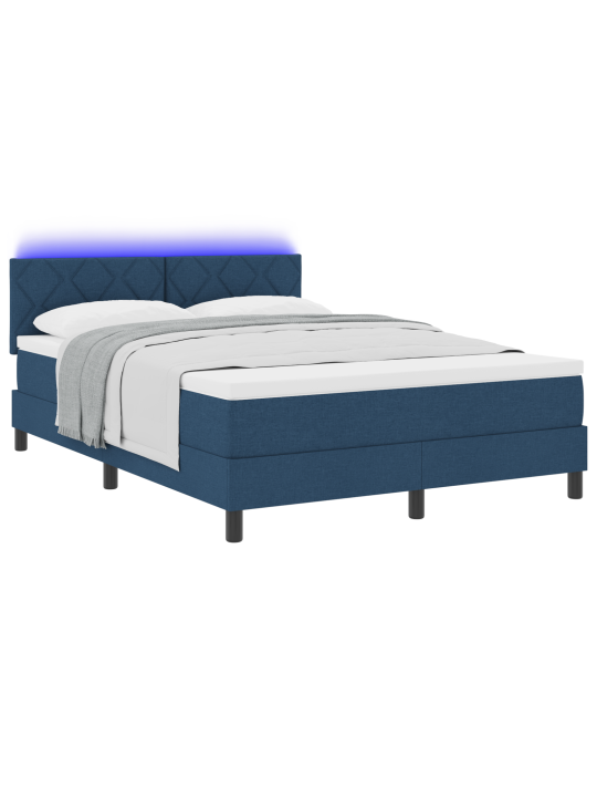 Kastes atsperu gulta ar matraci & LED zila 160x200 cm audums
