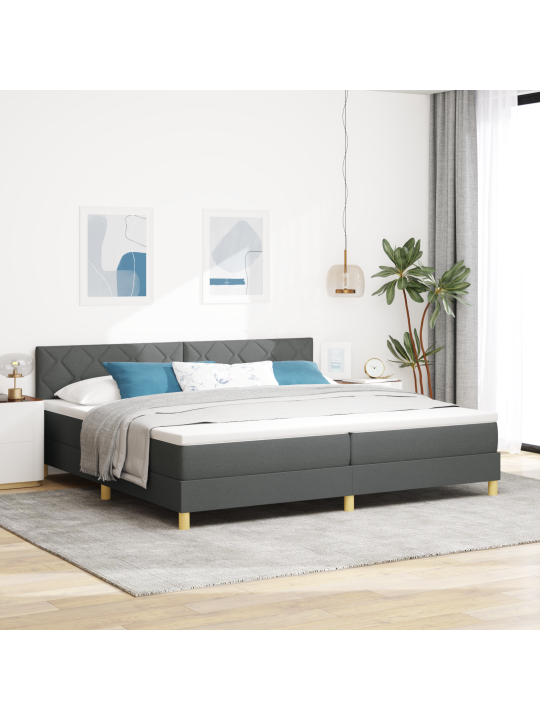 Gultas kārba ar matraci & LED tumši pelēkā krāsā 200x200 cm audums