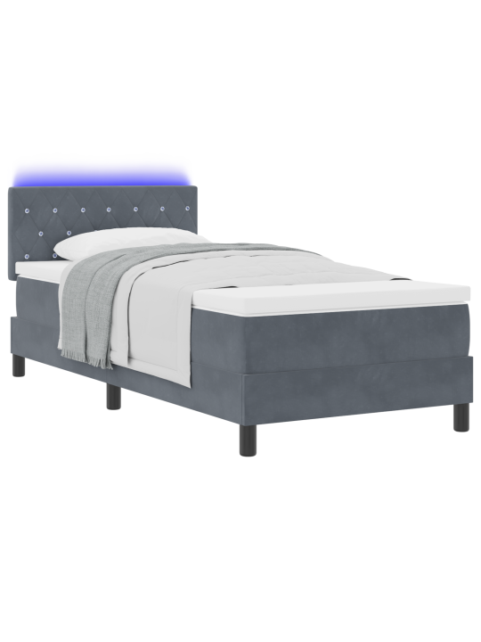 Lampa gultas ar matrača un led tumši pelēkā 90x190 cm samts