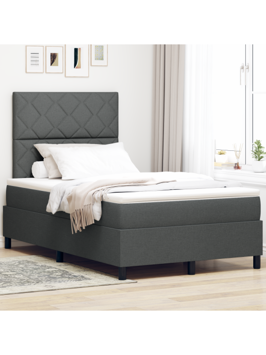Kastes atsperu gulta ar matraci & LED Tumši pelēks 120x190 cm Audums