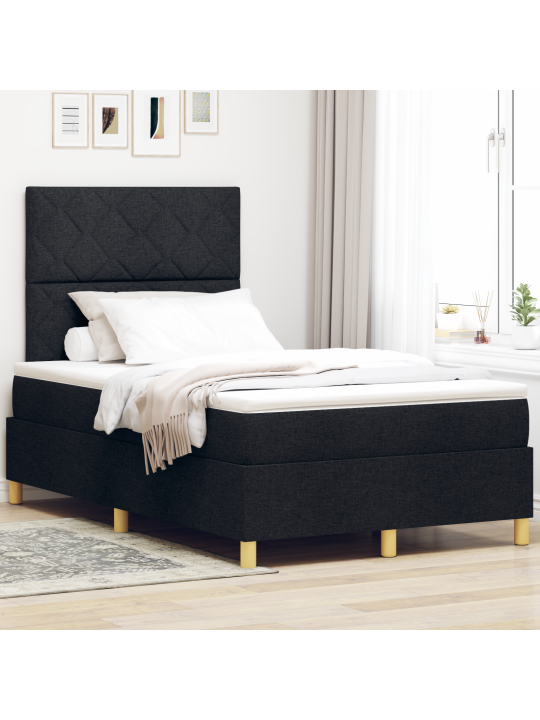Kastes pavasara gulta ar matrači & led melnā 120x190 cm auduma