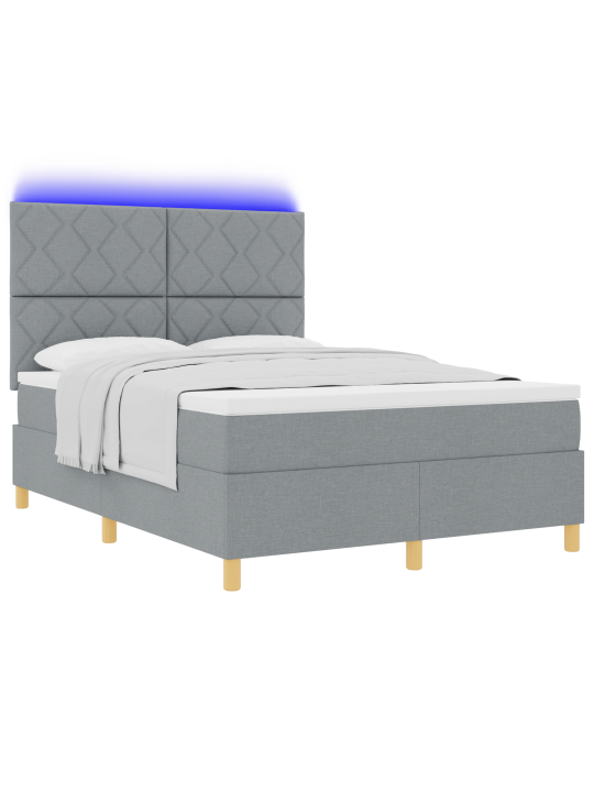 Vidaxl kastē iekļautā gulta ar matraci & led gaismu gaiši pelēka 160x200 cm audumā