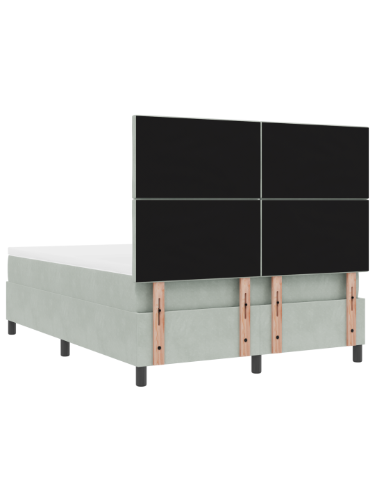 Gultas pamatne ar matraci un LED apgaismojumu Gaiši pelēka 140x190 cm Samts