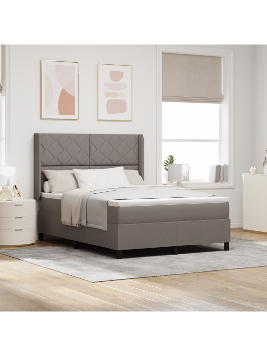 Kārba pavasara gulta ar matraci un led taupe 160x200 cm audums