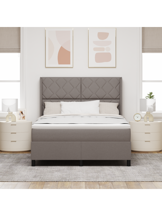 Kārba pavasara gulta ar matraci un led taupe 160x200 cm audums