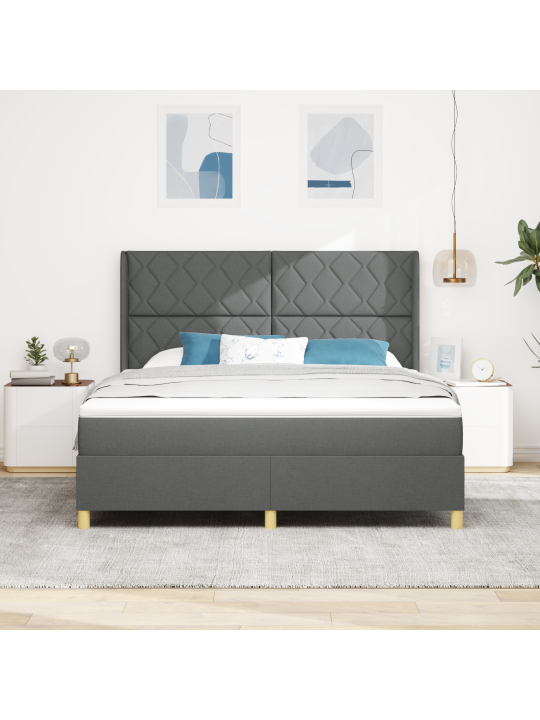 Gultas rāmis ar matraču un LED Tumši pelēks 180x200 cm Audums