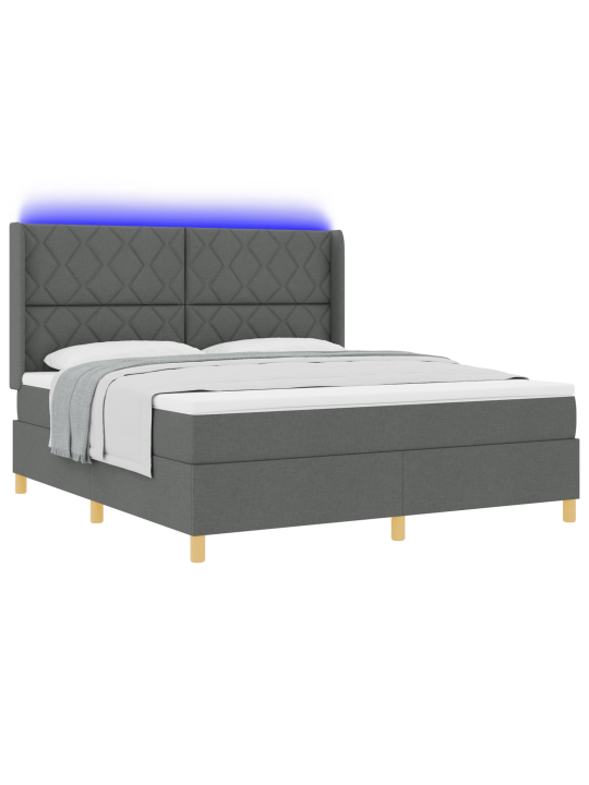 Gultas rāmis ar matraču un LED Tumši pelēks 180x200 cm Audums