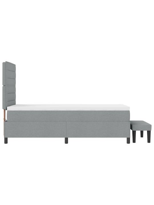Gultas rāmis ar matraci un soliņu gaiši pelēks 100x200 cm audums