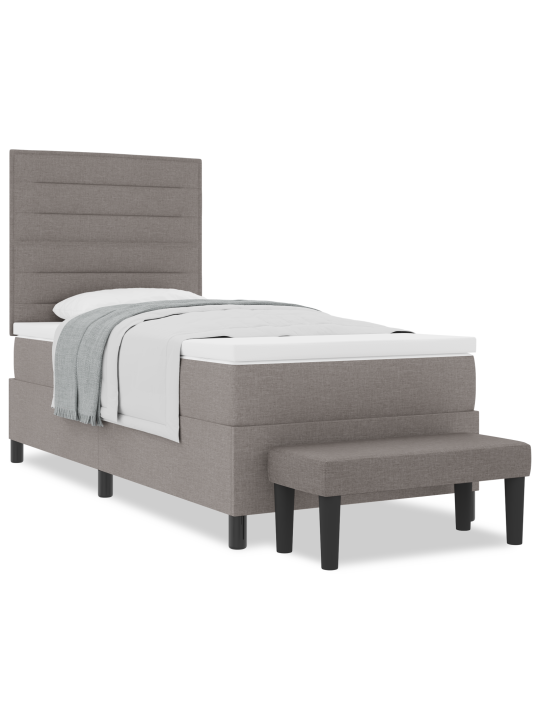 Kastītes pavasara gulta ar matraci un soliņu taupe 100x200 cm audumā