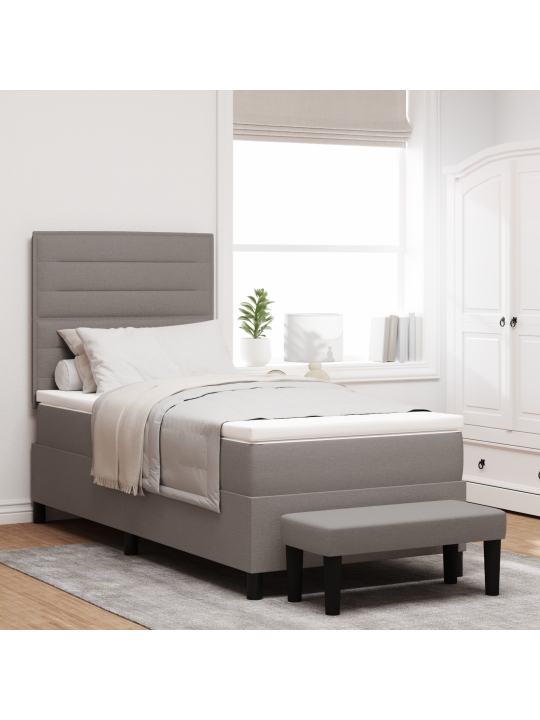 Kastītes pavasara gulta ar matraci un soliņu taupe 100x200 cm audumā