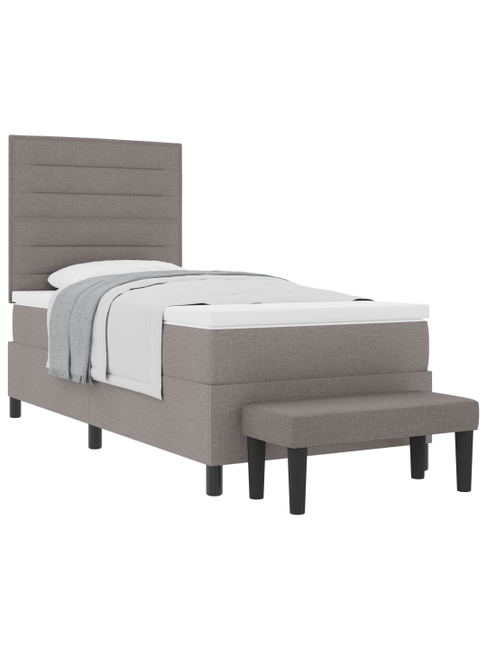 Kastītes pavasara gulta ar matraci un soliņu taupe 100x200 cm audumā