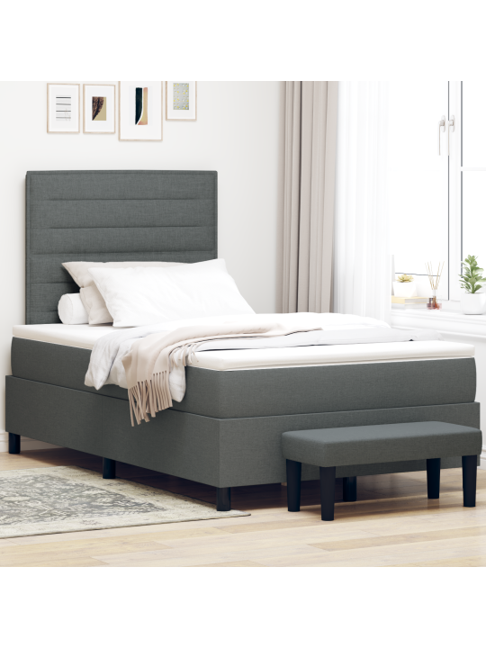 Gultas kaste ar matraci un soli Tumši pelēks 120x190 cm Audums
