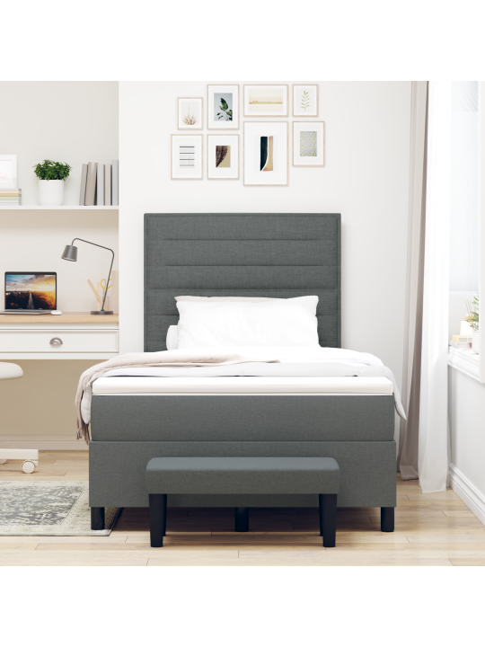 Gultas kaste ar matraci un soli Tumši pelēks 120x190 cm Audums