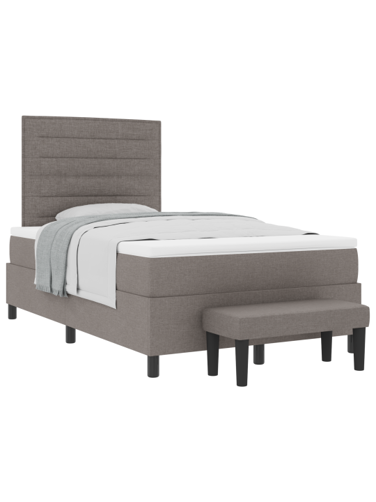 Kastes atsperu gulta ar matraci un soliņu taupe 120x200 cm auduma