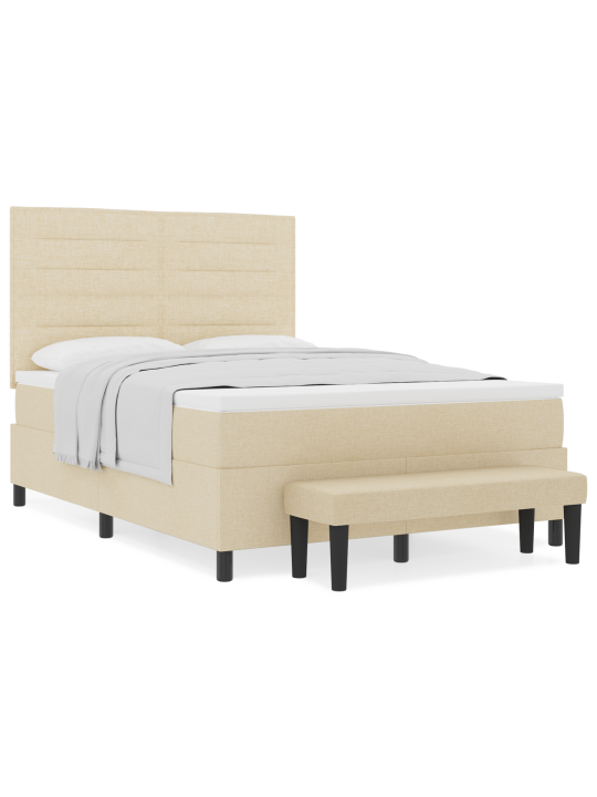 Kaste gulta ar matraci un soliņu krēma 140x190 cm audums
