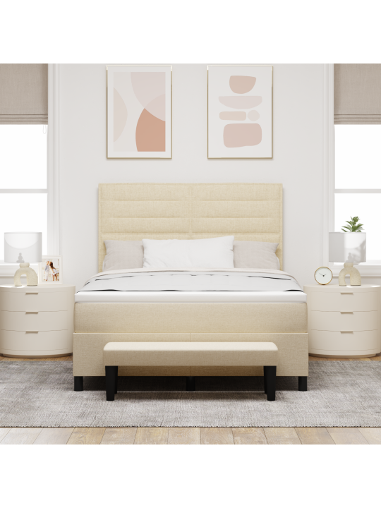 Kaste pamatnes gulta ar matraci un soli krēms 140x200 cm audums
